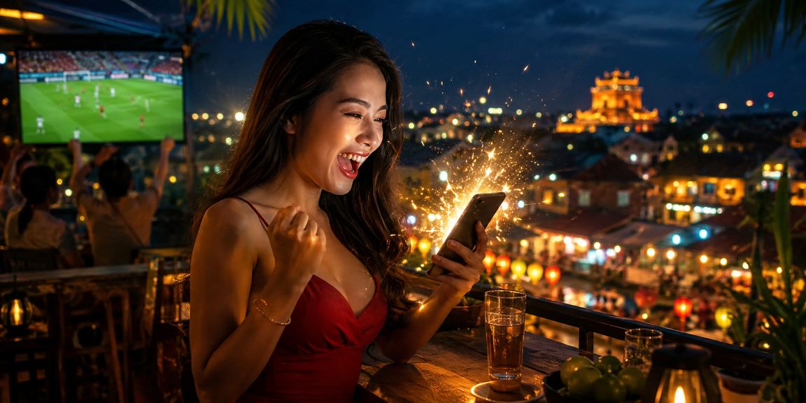 Người dùng tại Huế xem bóng đá và đặt cược trực tuyến bên ly cà phê – trải nghiệm thể thao quen thuộc của người Việt
